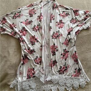 Charlotte Russe Floral Open-Front Cardigan